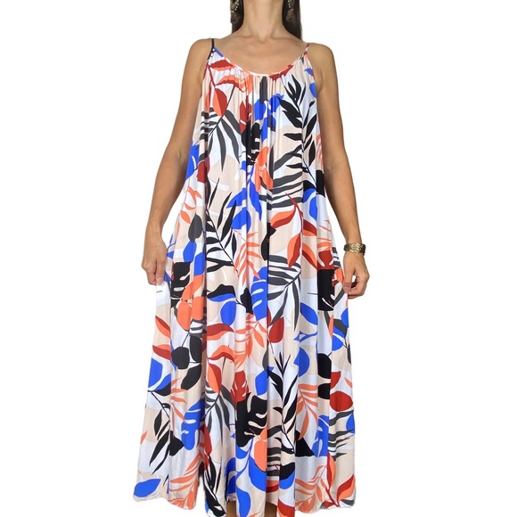 SEAFOLLY "In The Jungle" Multicoloured Floral Print Maxi Slip Dress Size XL 14 - Picture 3 of 12